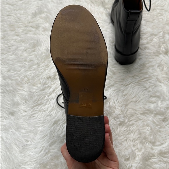 Madewell Patti Lace Up Boots in Black Leather Size 8.5 - Picture 9 of 10